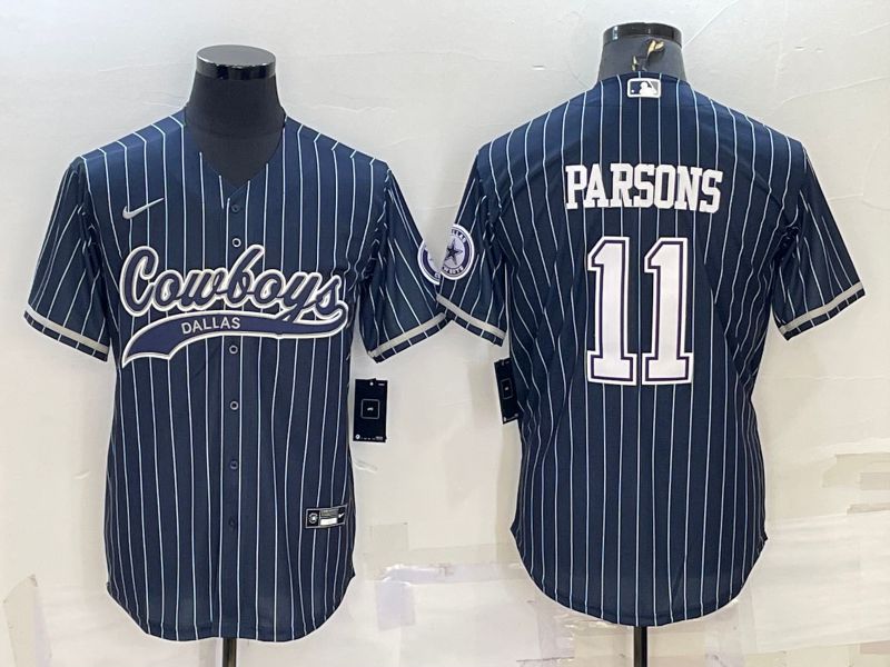 Men Dallas Cowboys #11 Parsons Blue stripe 2022 Nike Co branded NFL Jersey